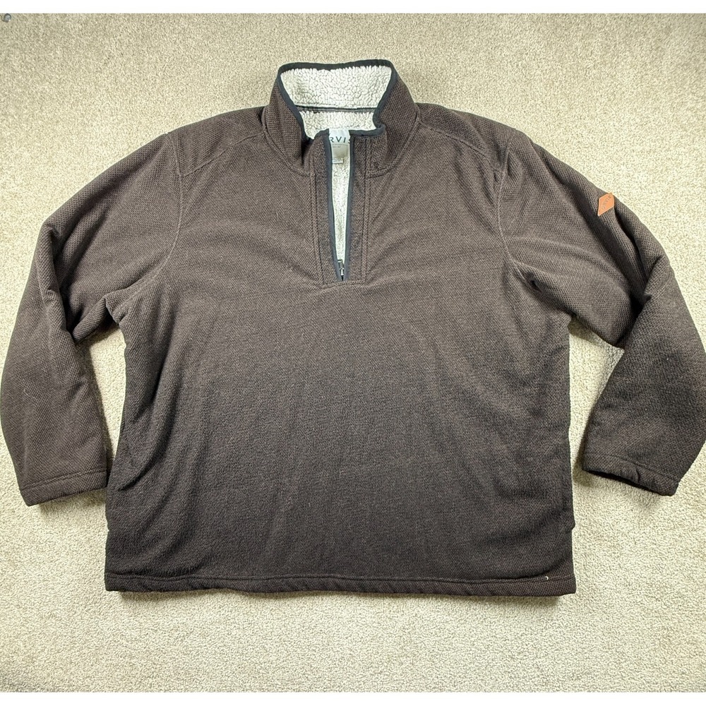 Orvis Classic Collection Sweatshirt Mens 3XL Brown Fleece Mock Neck‎ Quarter Zip